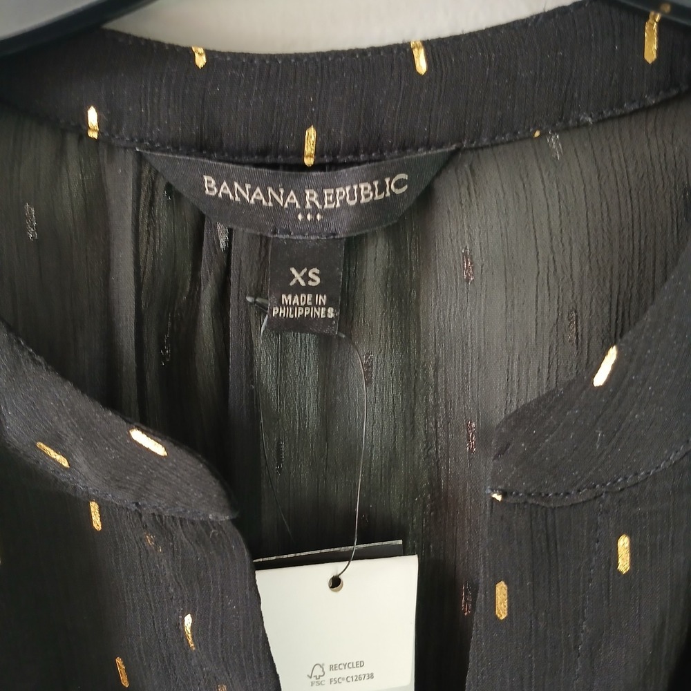 Banana Republic Women's Size XS Black Gold Metallic Blouson Dress Lined NWT!!! - Picture 2 of 16